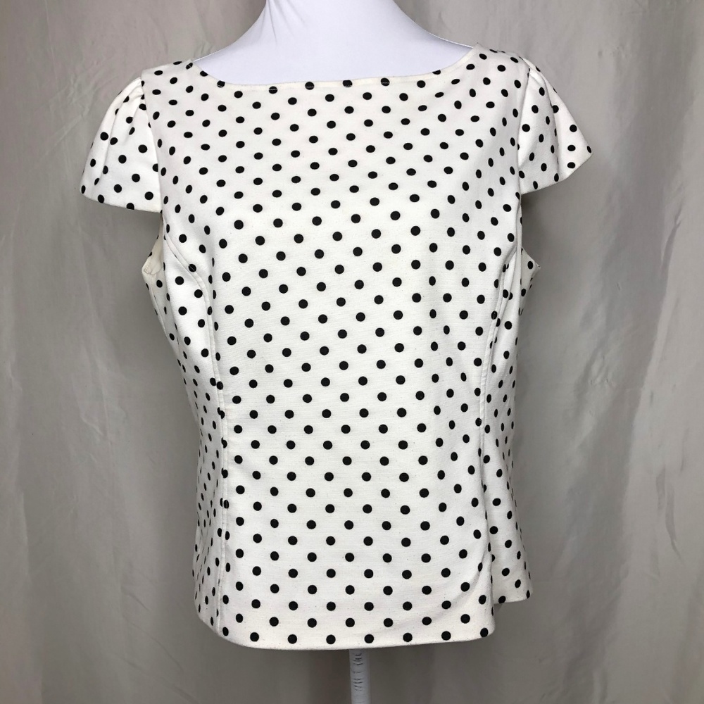 Nine West Off White & Black Polka Dot Top 12